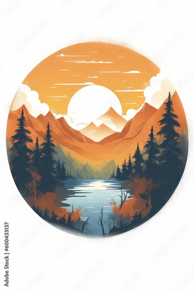 Fototapeta premium Mountains landscape. Beautiful illustration picture. Generative AI