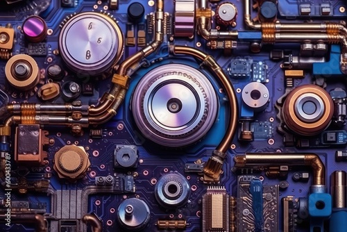 Stunning macro view of electronics. Beautiful illustration picture. Generative AI