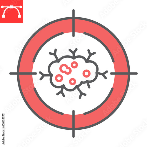 Targeted therapy line icon, oncology and treatment, cancer therapy vector icon, vector graphics, editable stroke outline sign, eps 10.