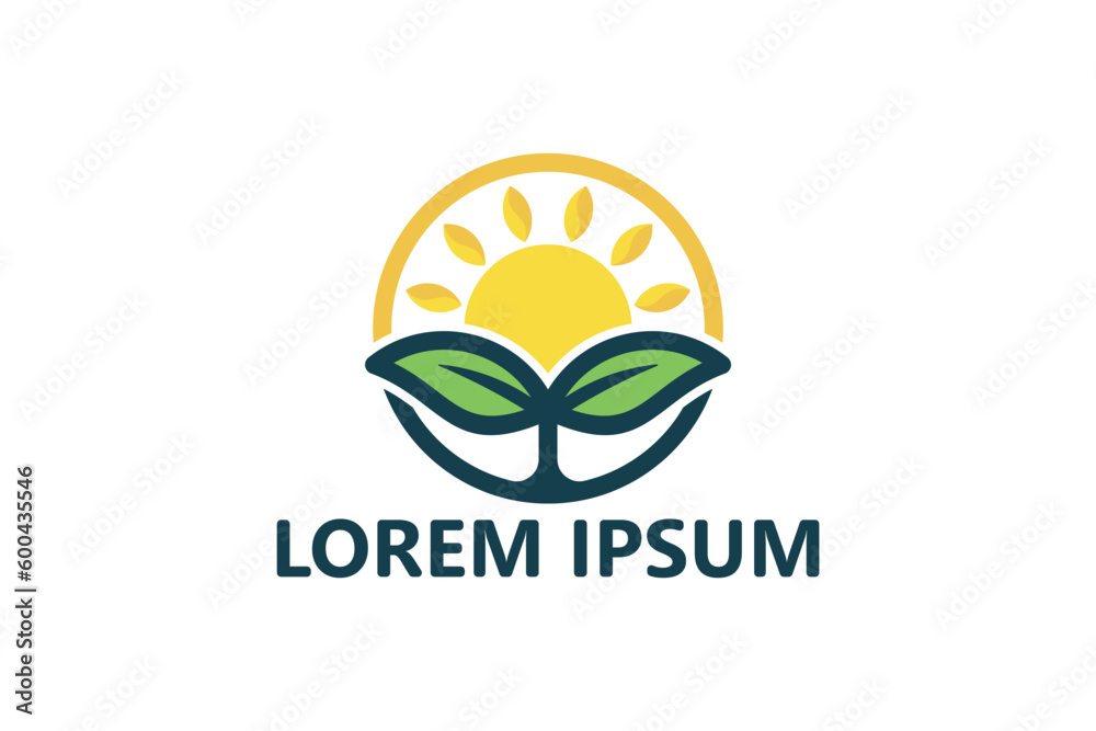Plant and sun logo template design vector Plant and sun logo template design vector