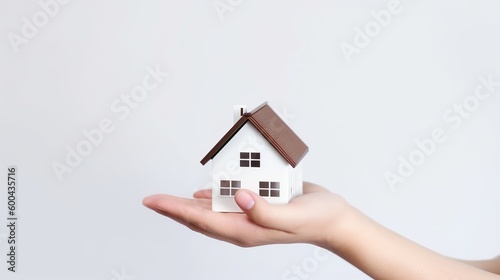 Hand holding a house high quality isolated on white background.