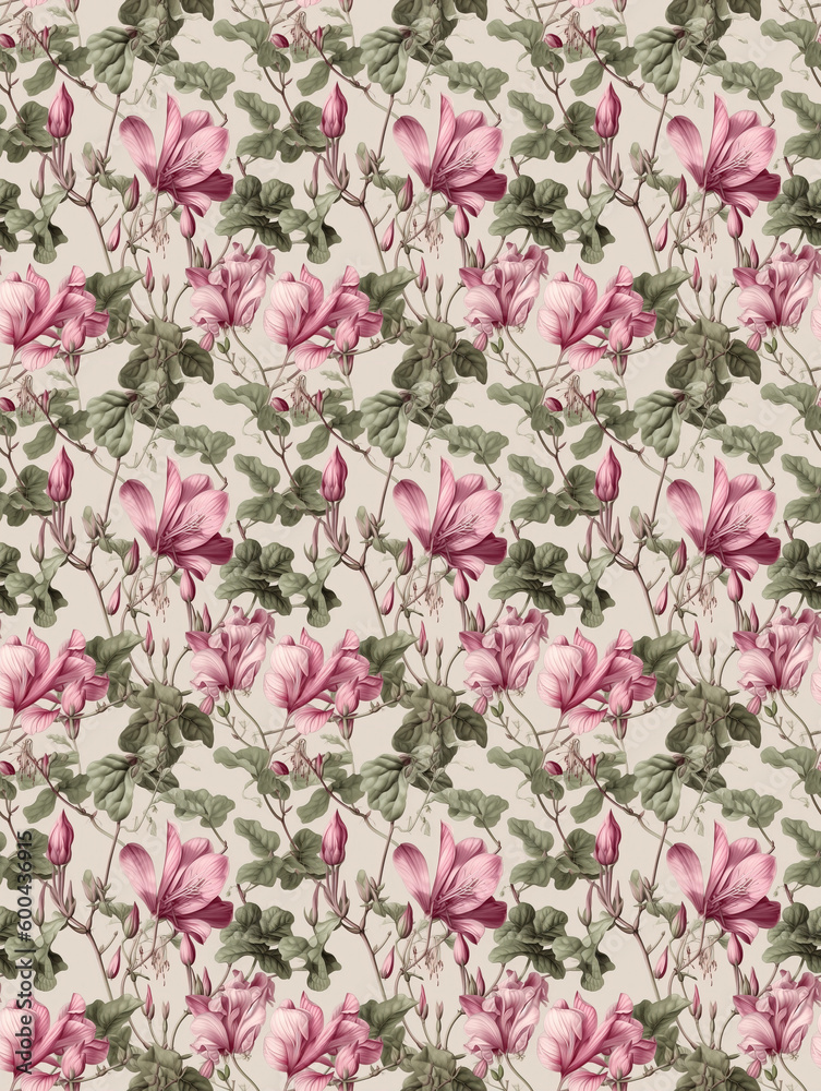 Flower square continuous tiles pattern,Seamless collage pattern.created with generative ai tecnology.