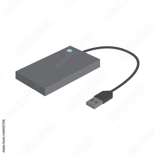 Portable external hard drive vector illustration on white background. Hard drive can expand your storage space and enough space to download and save data.Portable external hard drive is easy to carry.