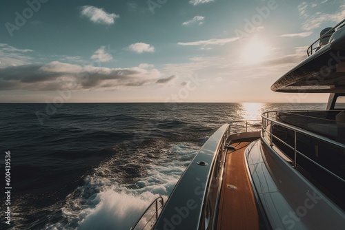 View the ocean from a high-end yacht. Generative AI