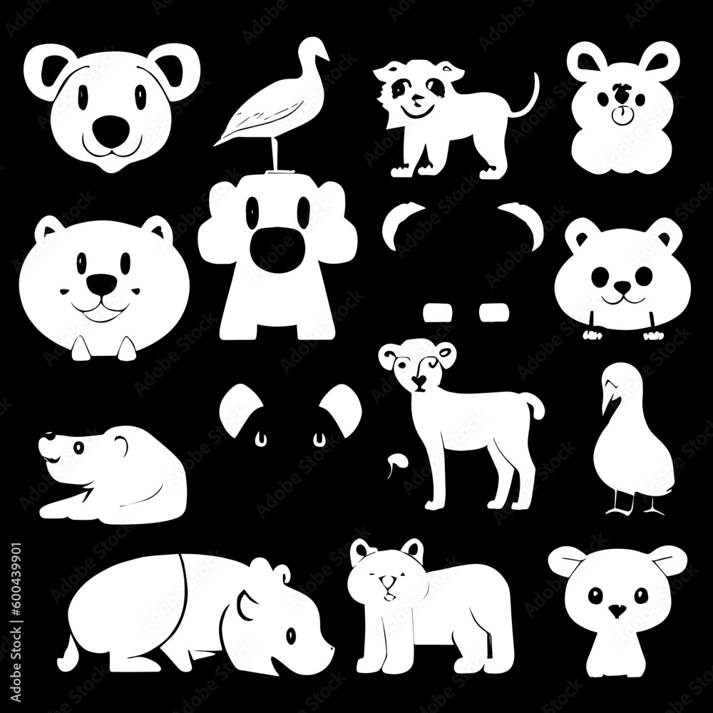 Naklejka premium Animal head vector design black and white