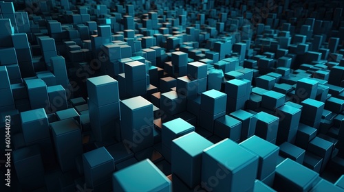 Abstract 3d rendering of cubes  Futuristic background  Network concept.Generative Ai