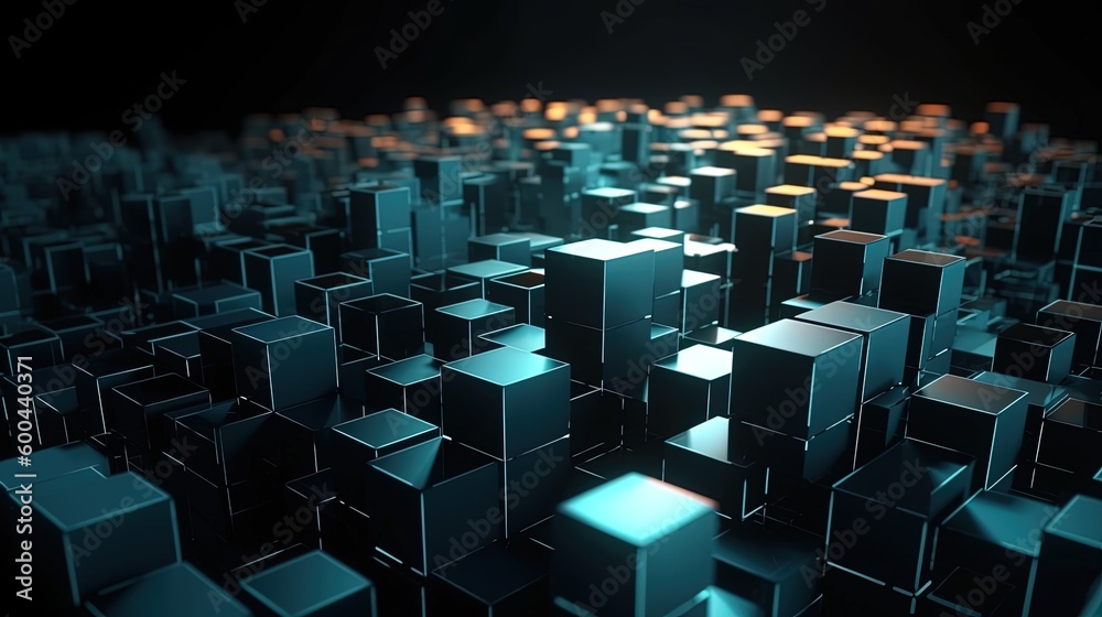 Abstract 3d rendering of cubes, Futuristic background, Network concept.Generative Ai Abstract 3d rendering of cubes, Futuristic background, Network concept.Generative Ai