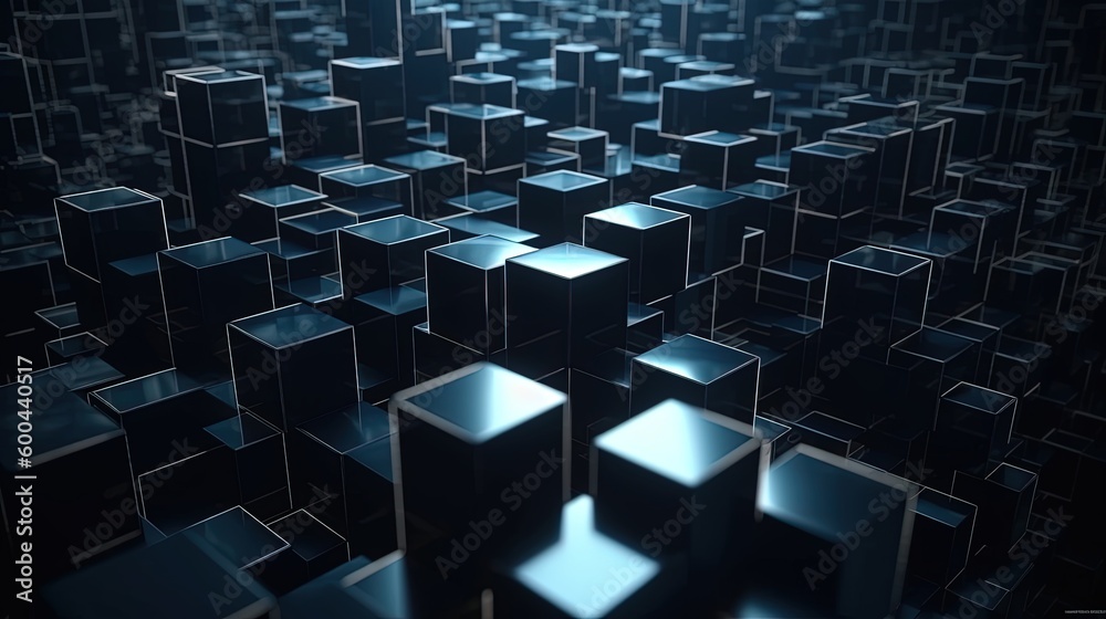 Abstract 3d rendering of cubes, Futuristic background, Network concept.Generative Ai Abstract 3d rendering of cubes, Futuristic background, Network concept.Generative Ai