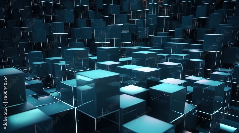 Abstract 3d rendering of cubes, Futuristic background, Network concept.Generative Ai Abstract 3d rendering of cubes, Futuristic background, Network concept.Generative Ai