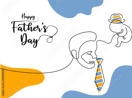 Happy Father's Day one line art abstract background vector illustration.