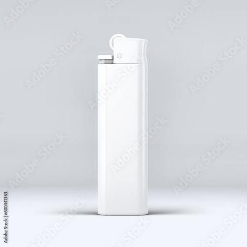 White blank gas lighter mock up stand isolated. Empty surface cigar-lighter design presentation. Lighter template mockup. Sigarette lighter template. 3D illustration, 3D rendering. 