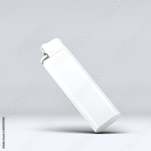 White blank gas lighter mock up stand isolated. Empty surface cigar-lighter design presentation. Lighter template mockup. Sigarette lighter template. 3D illustration, 3D rendering. 
