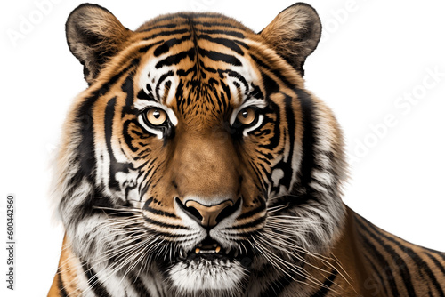 Close-up of a Tiger's Face on Transparent Background, Generative AI