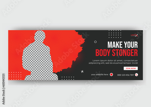 Fitness and gym workout facebook cover photo or social media web banner Design