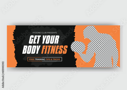 Fitness and gym workout facebook cover photo or social media web banner Design