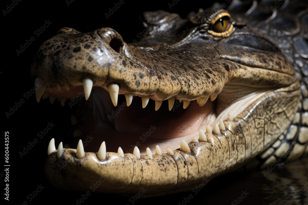 Fototapeta premium Head of a crocodile - Generative AI