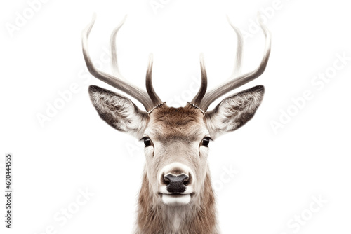 Isolated Deer Head Illustration on Transparent Background, Generative Ai