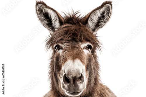 Close-up of a Donkey's Face on Transparent Background, Generative Ai © Happymoon