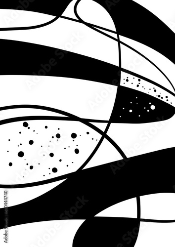 Abstract black and yellow  asymmetric forms and dots pattern 