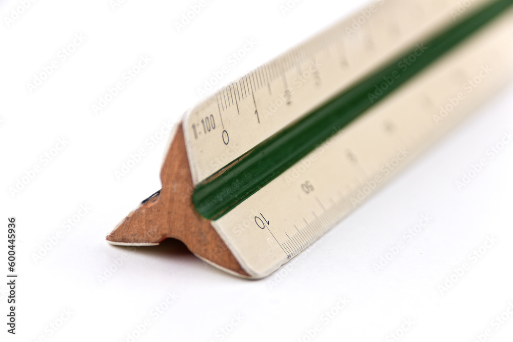 Calculating Ruler Vintage slide rule calculating and measuring instrument. Mechanical ...