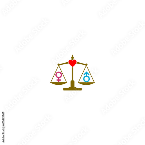  Scales with male and female sex symbols isolated on white background