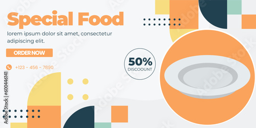 restaurant menu social media marketing web banner template design. Pizza, burger and healthy food business online promotion flyer