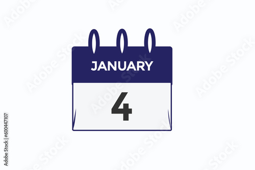 january 4 calendar date reminder,calendar 4 january date template  

