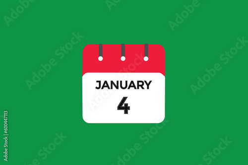 january 4 calendar date reminder,calendar 4 january date template  

