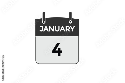 january 4 calendar date reminder,calendar 4 january date template  
