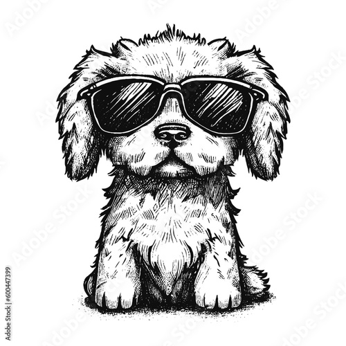 cool cartoon dog wearing sunglasses illustration
