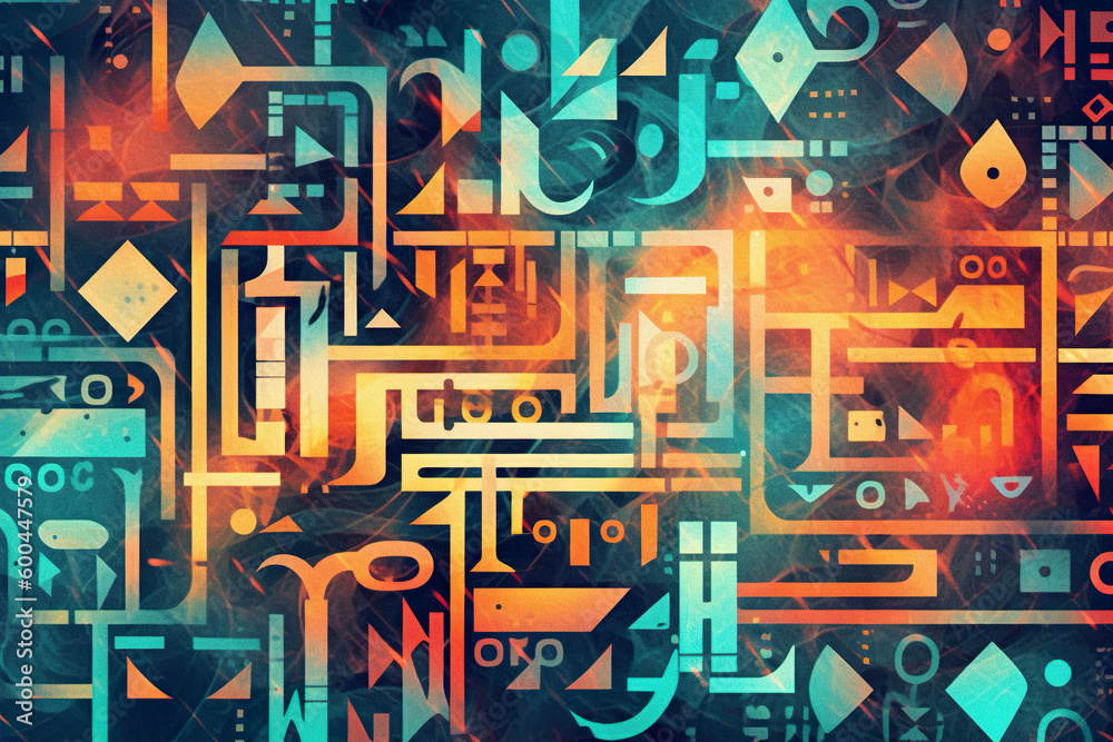 A digital painting of a number of symbols. Generative AI. A digital painting of a number of symbols. Generative AI.