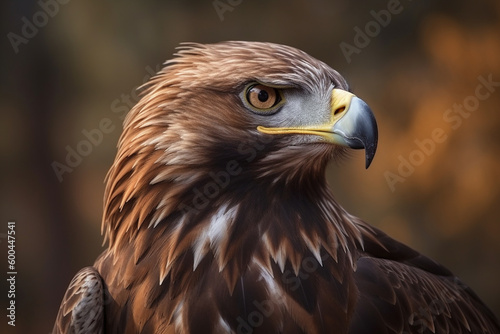 Portrait of an eagle in front of a beautifully blurry background, Generative AI