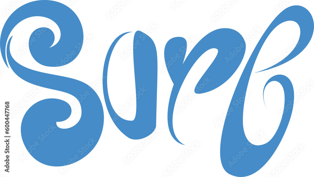 A vector illustration on the lettering surf with abstract waves A vector illustration on the lettering surf with abstract waves