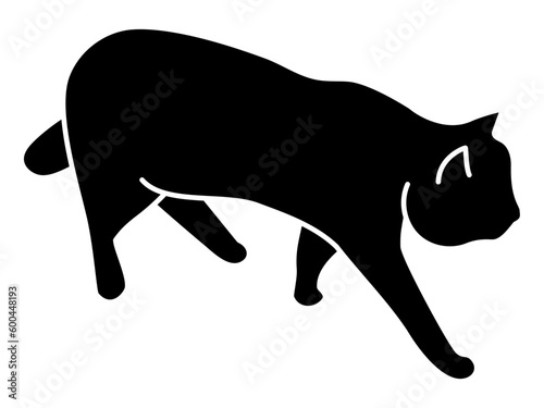 知らんぷりしながら右側に歩いていく猫のシルエット