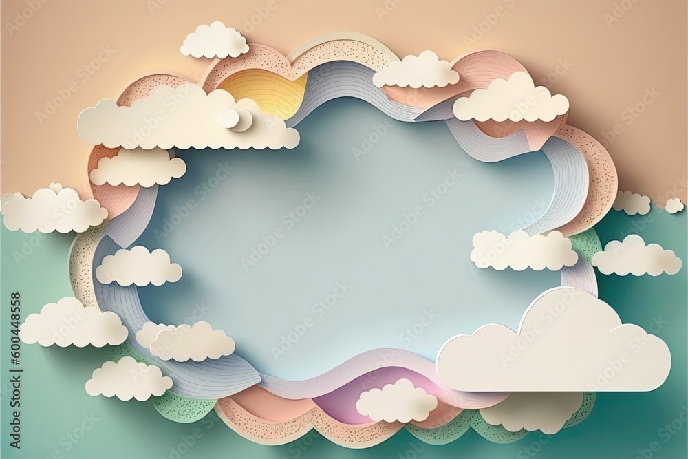 Creative paper cut style of blue sky and clouds for design projects related to nature environment or decoration. Generative AI Creative paper cut style of blue sky and clouds for design projects related to nature environment or decoration. Generative AI