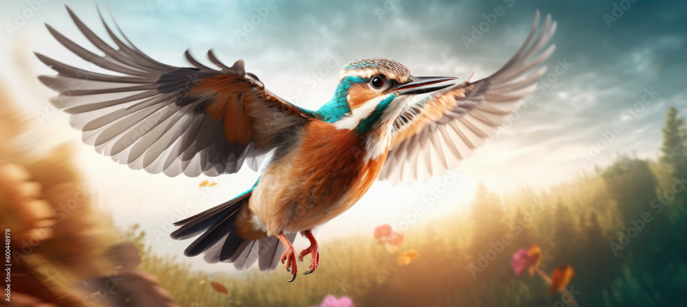 Obraz premium Beautiful Flying Bird created with Generative AI Technology, ai, generative