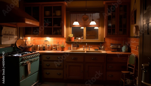 Modern luxury kitchen with stainless steel appliances generated by AI