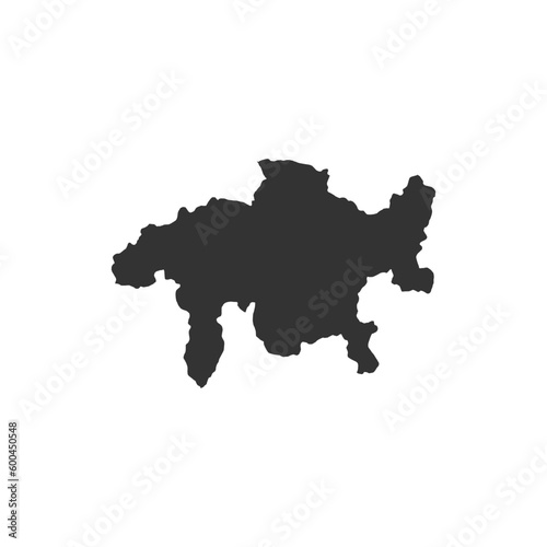 Map of Grisons canton. Silhouette map of Grisons canton of Switzerland. Grisons region map

