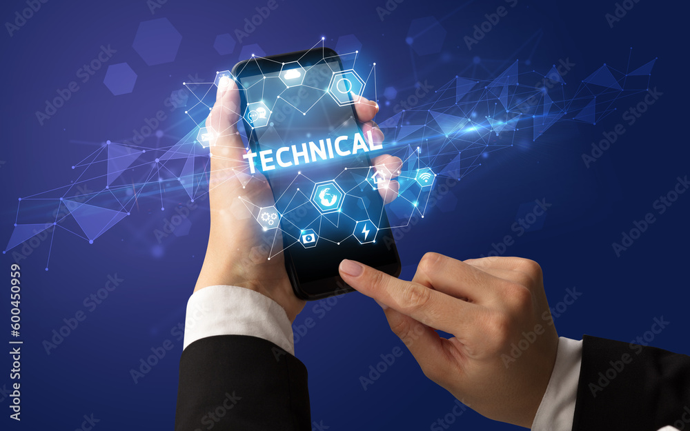 Hand using smartphone with technology concept Hand using smartphone with technology concept
