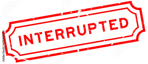 Grunge red interrupted word rubber seal stamp on white background
