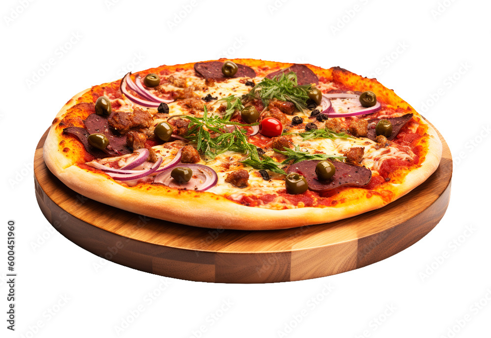 Pizza in transparent background. Generative AI. Pizza in transparent background. Generative AI.