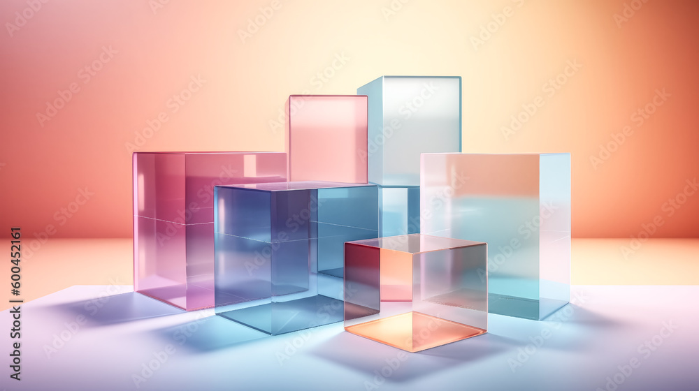 Abstract geometric background with translucent glass was created - generative ai Abstract geometric background with translucent glass was created - generative ai
