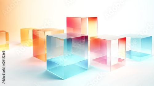 An abstract geometric background with translucent glass effect was created - generative ai.