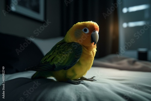 AI generated bedtime pet bird. Generative AI