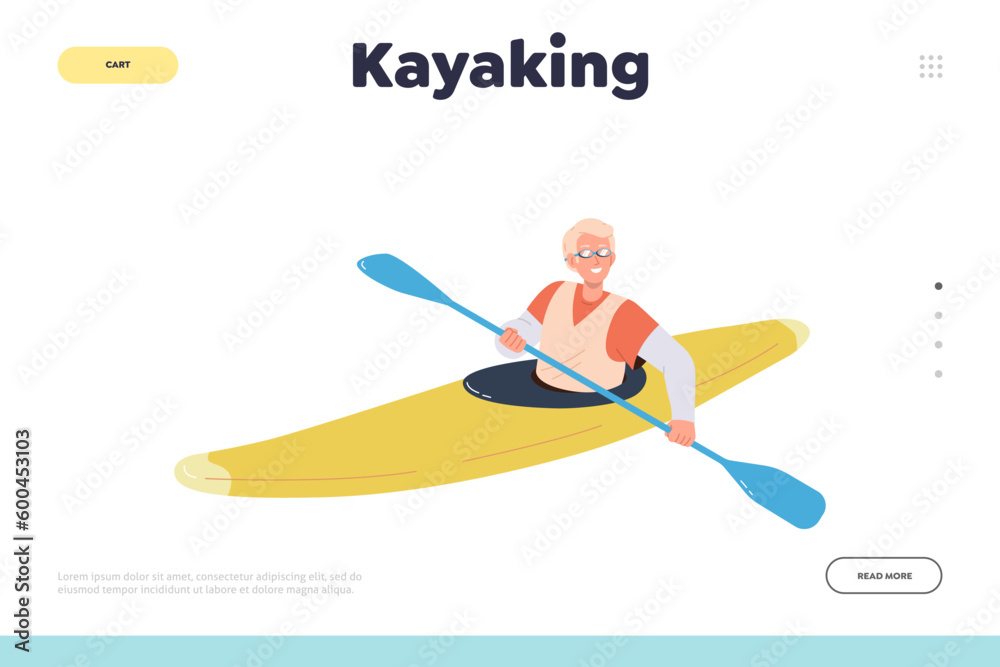 Landing page design template of extreme sport kayaking outdoor activities for people tourist Landing page design template of extreme sport kayaking outdoor activities for people tourist