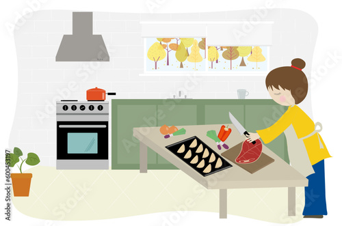 A girl cooking Argentinian empanadas in the kitchen.