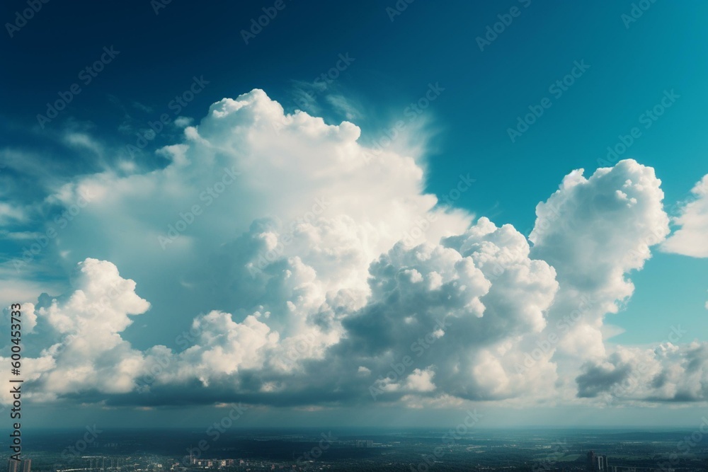 Panoramic view of azure sky and clouds. Generative AI