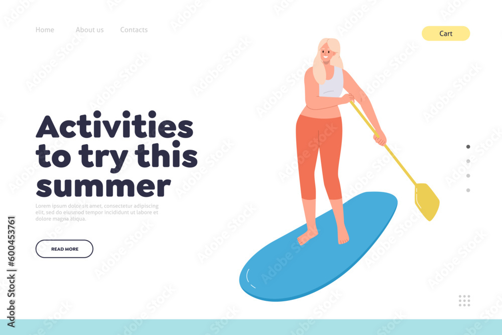 Activities to try this summer landing page offering ideas for people leisure time on vacation