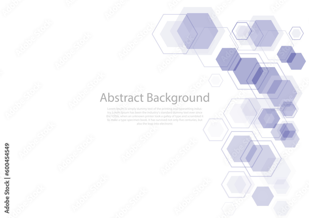 Geometric abstract background with purple hexagons. Structure molecule and communication. Science, technology and medical concept. Vector white background illustration Geometric abstract background with purple hexagons. Structure molecule and communication. Science, technology and medical concept. Vector white background illustration