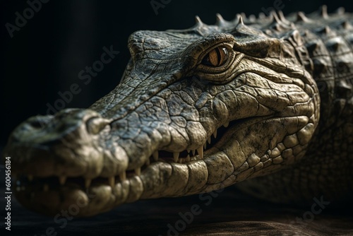 Realistic crocodile with human features made using various materials. Generative AI